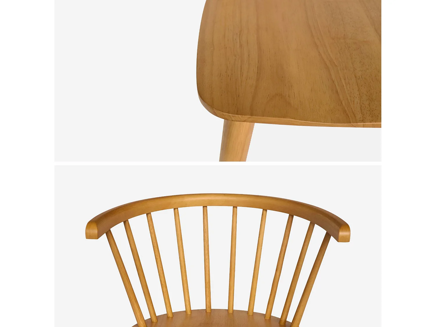 Lot de 4 chaises naturelles à barreaux en bois et contreplaqué. Paula. L 51 x P 53 x H 75cm