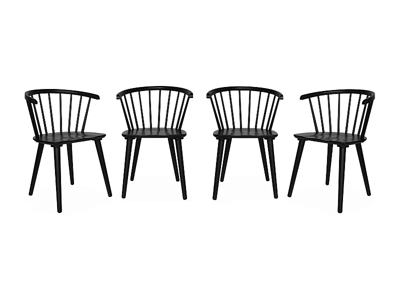 Silla de bar de madera y contrachapado, set de 4 negro