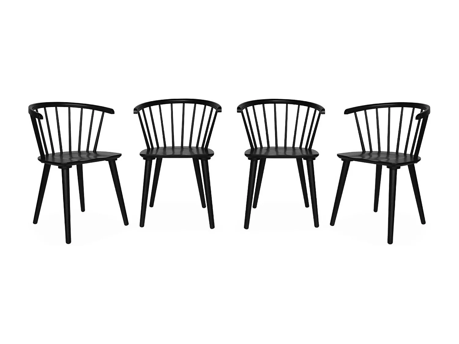 Set di 4 sedie in legno, nero