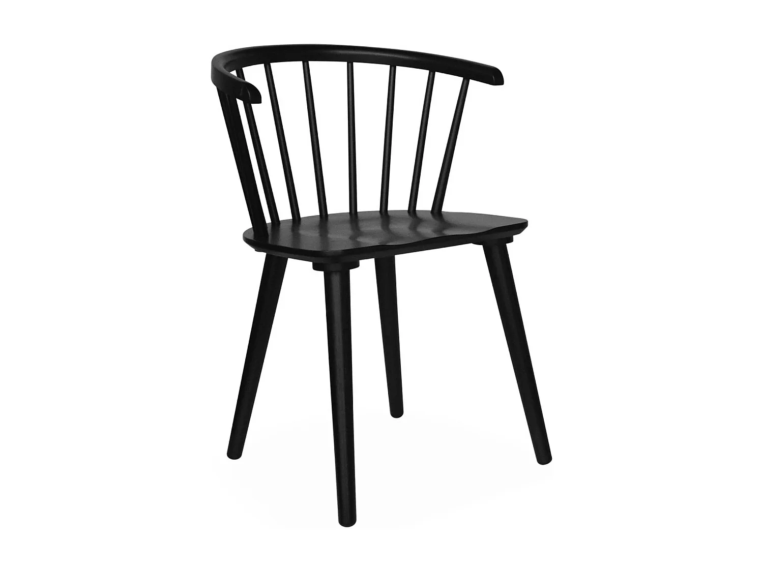 Lot de 4 chaises noires à barreaux en bois et contreplaqué. Paula. L 51 x P 53 x H 75cm