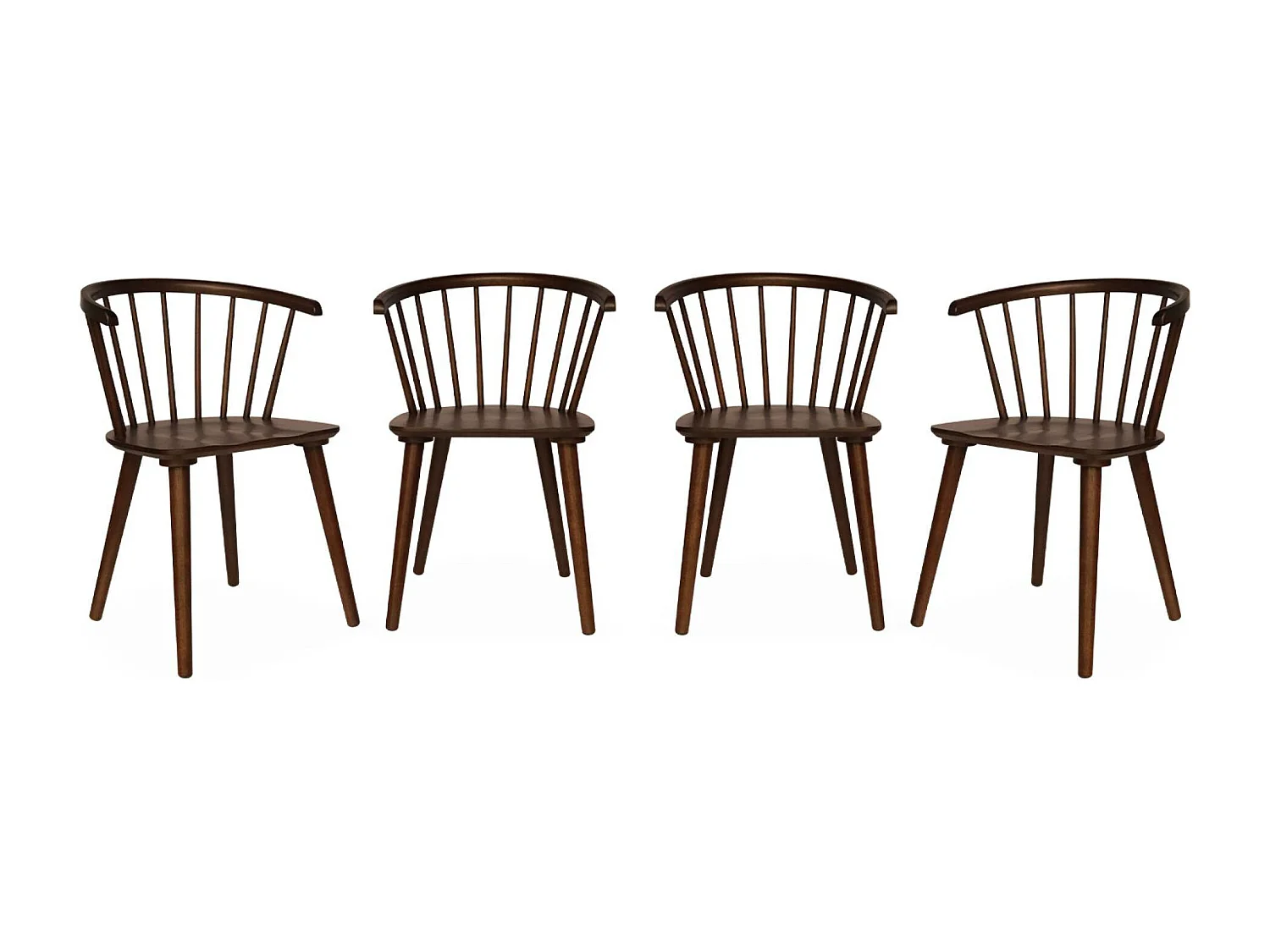 Set di 4 sedie in legno, marrone