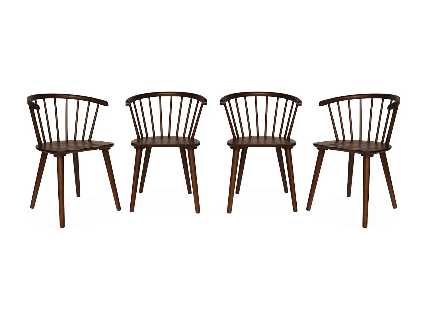 Set di 4 sedie in legno, noce