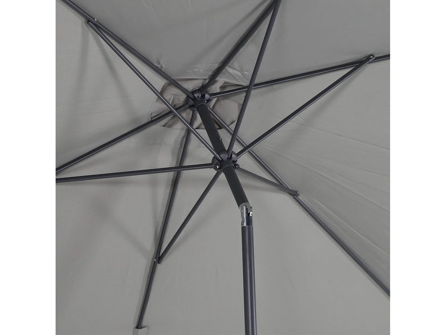 Parasol droit rectangulaire 2x3m - Touquet - Kaki - mât central en aluminium orientable et manivelle d'ouverture