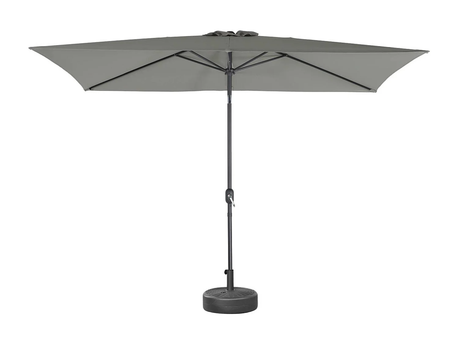 Parasol droit rectangulaire 2x3m - Touquet - Kaki - mât central en aluminium orientable et manivelle d'ouverture