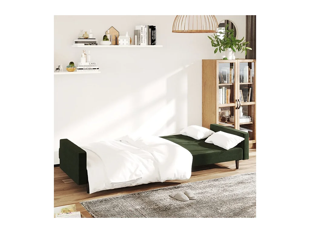 Canapé-lit à 2 places vert foncé velours