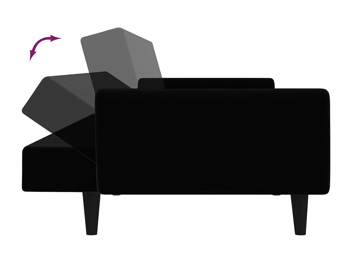 Canapé-lit 2 places noir velours