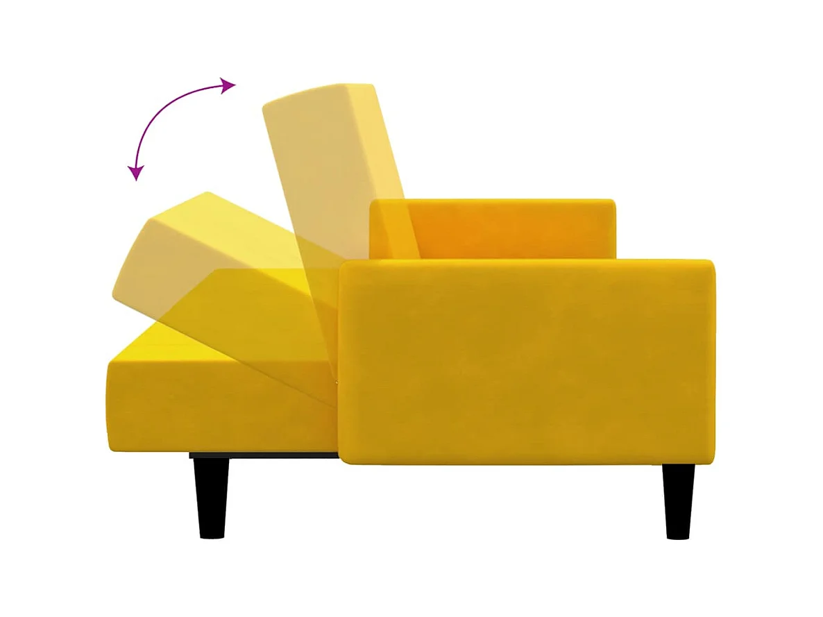 Canapé-lit 2 places jaune velours