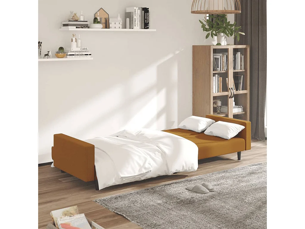 Canapé-lit à 2 places marron velours