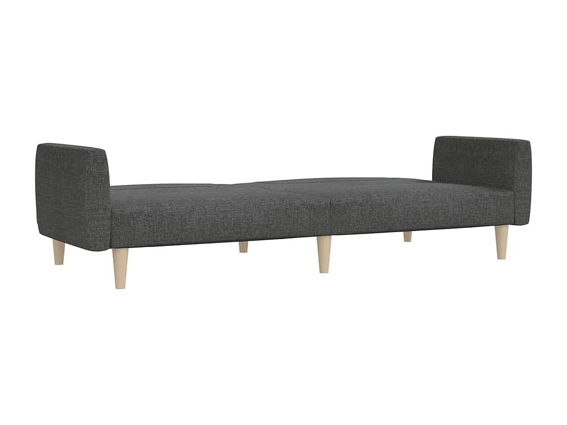 Sofá-cama de 2 lugares tecido cinzento-escuro