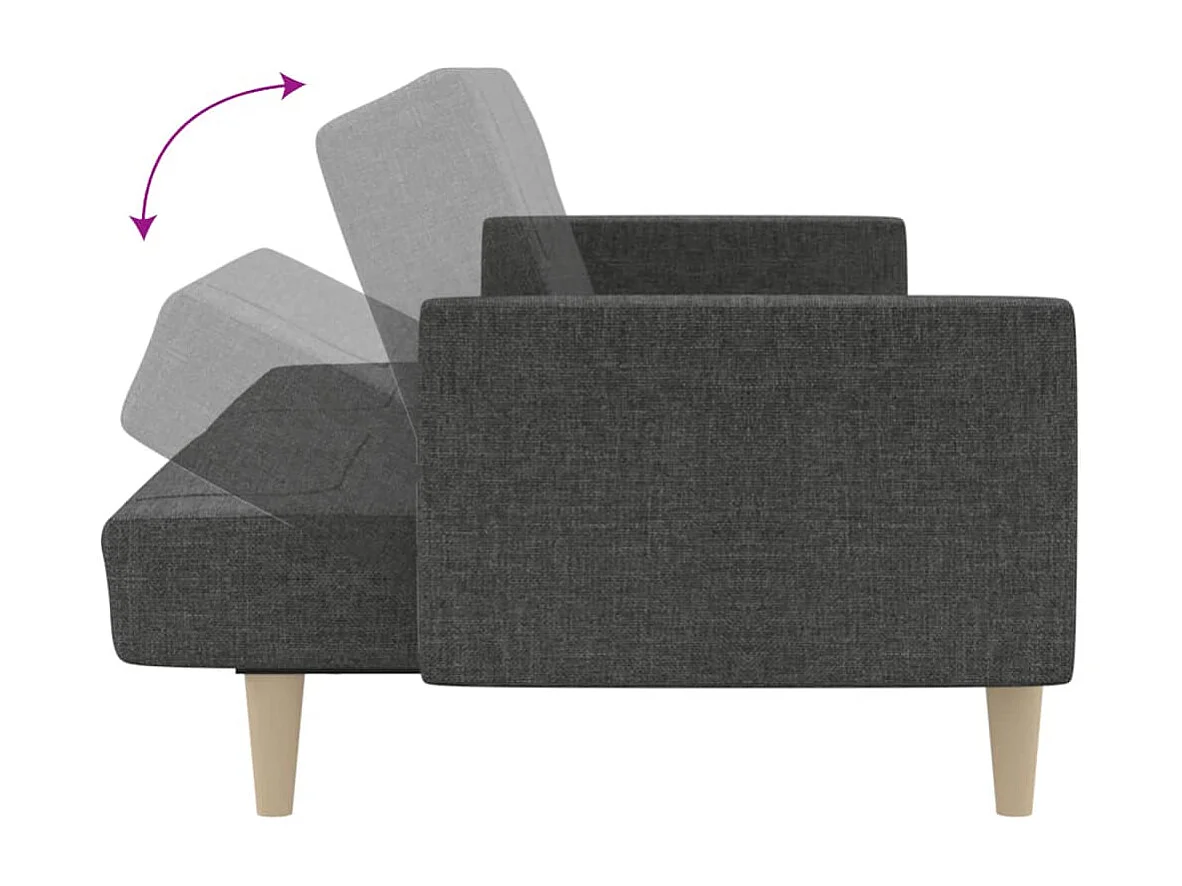 Sofá-cama de 2 lugares tecido cinzento-escuro
