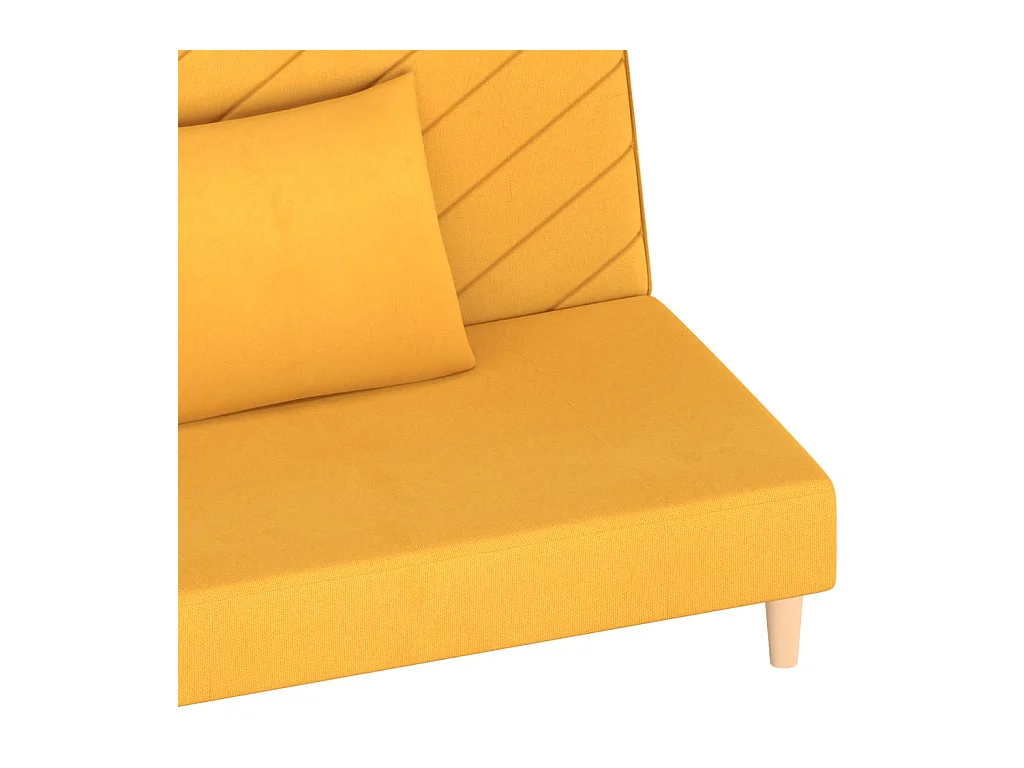 Canapé-lit à 2 places avec deux oreillers jaune tissu