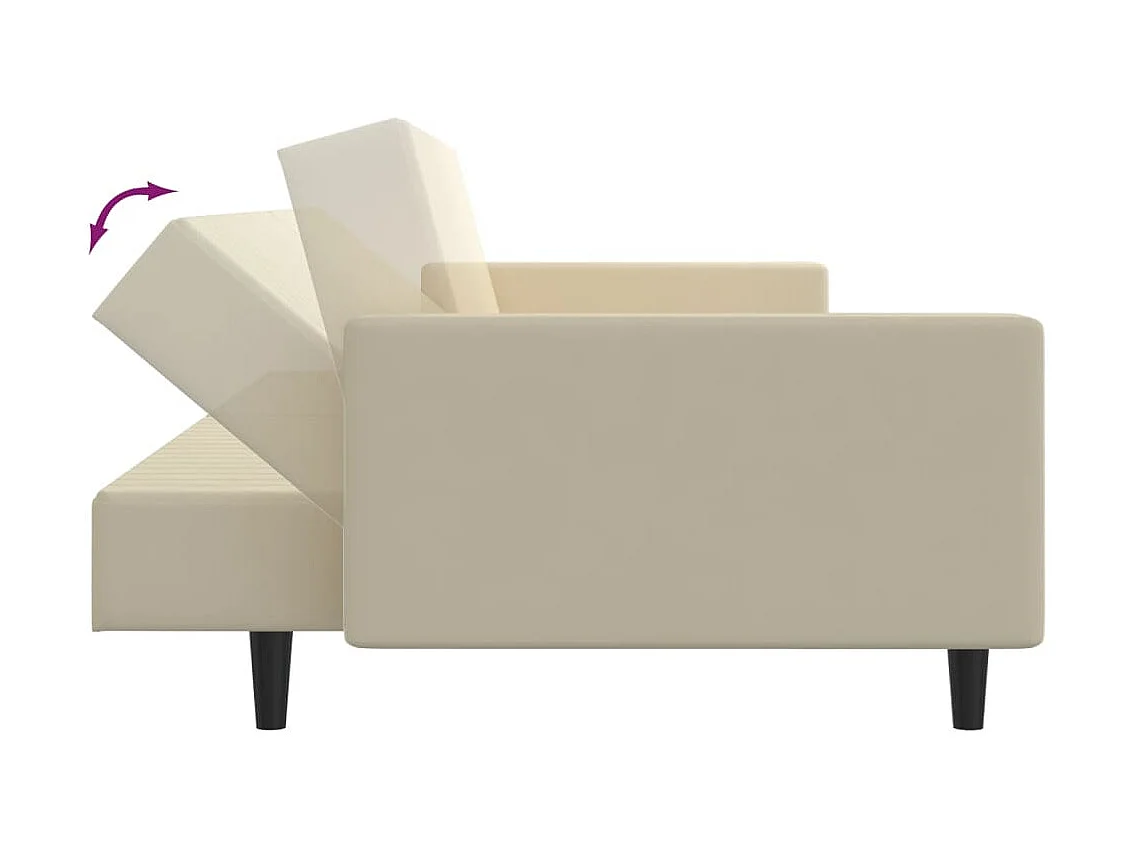 Slaapbank 2-zits fluweel crèmekleurig