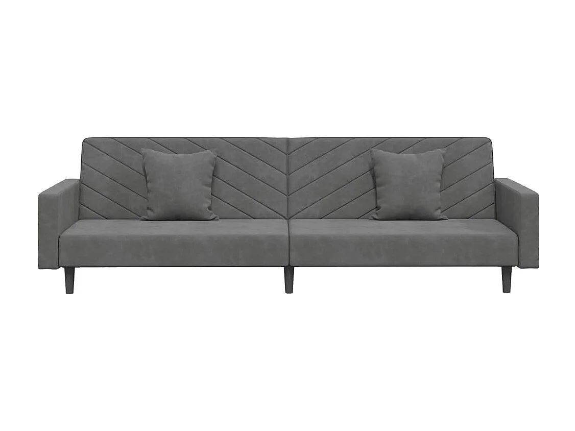 Slaapbank 2-zits met 2 kussens fluweel donkergrijs