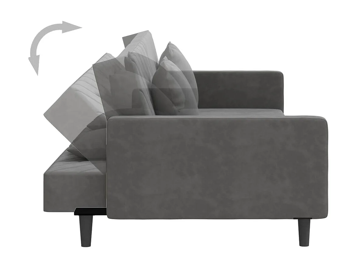 Slaapbank 2-zits met 2 kussens fluweel donkergrijs