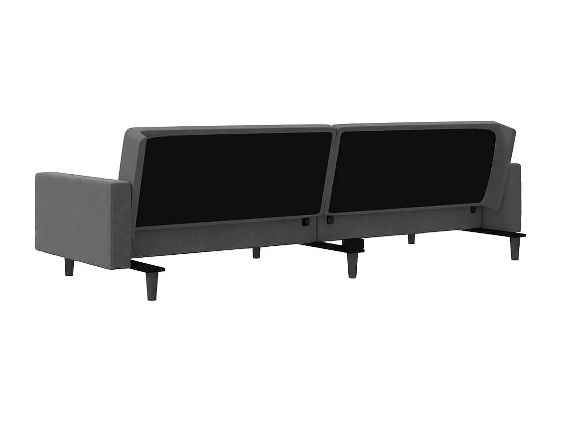 Slaapbank 2-zits met 2 kussens fluweel donkergrijs