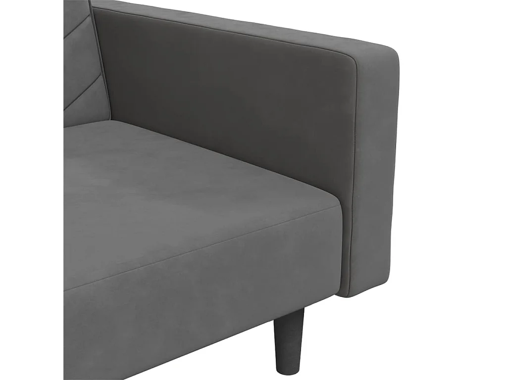 Slaapbank 2-zits met 2 kussens fluweel donkergrijs