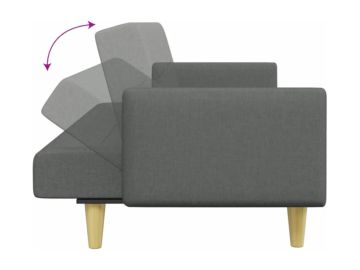 Sofá-cama de 2 lugares c/ apoio de pés tecido cinzento-escuro