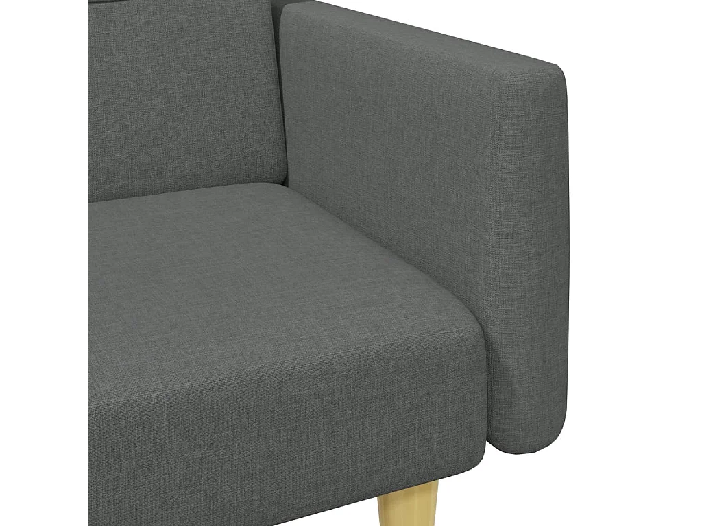 Sofá-cama de 2 lugares c/ apoio de pés tecido cinzento-escuro