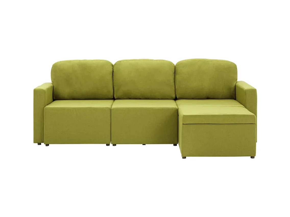 Canapé-lit modulaire 3 places Vert Tissu