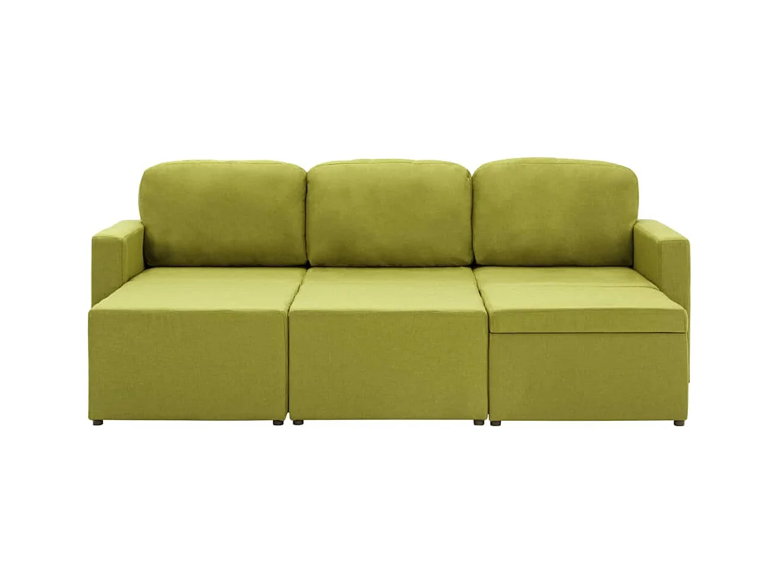 Canapé-lit modulaire 3 places Vert Tissu