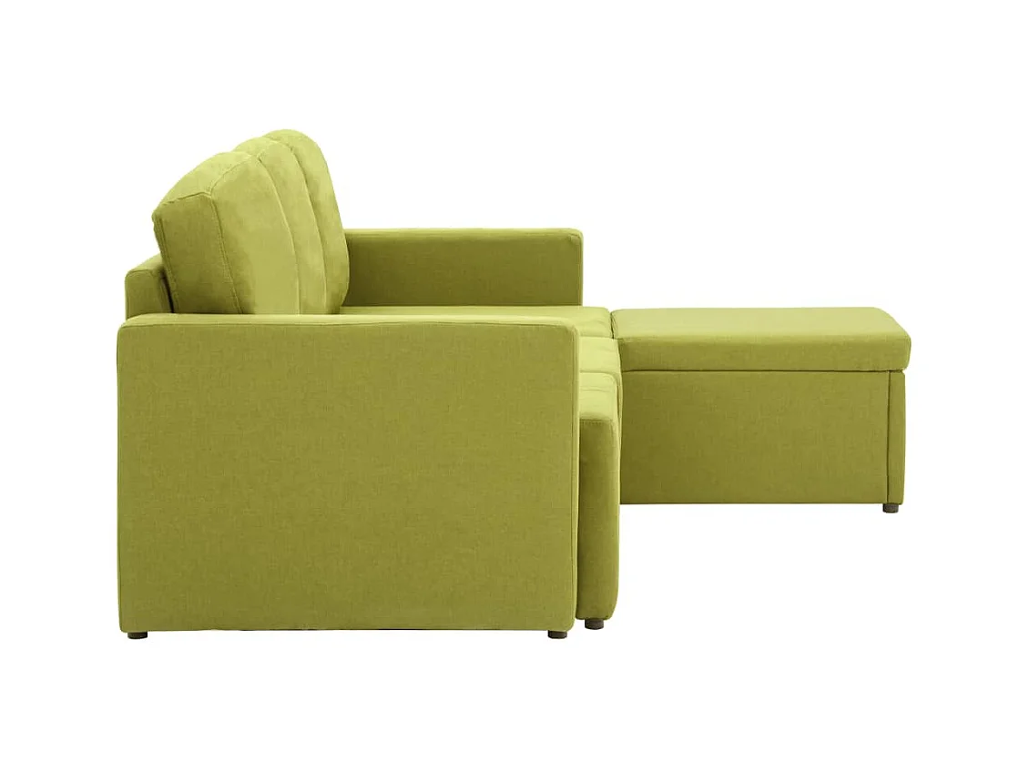 Canapé-lit modulaire 3 places Vert Tissu