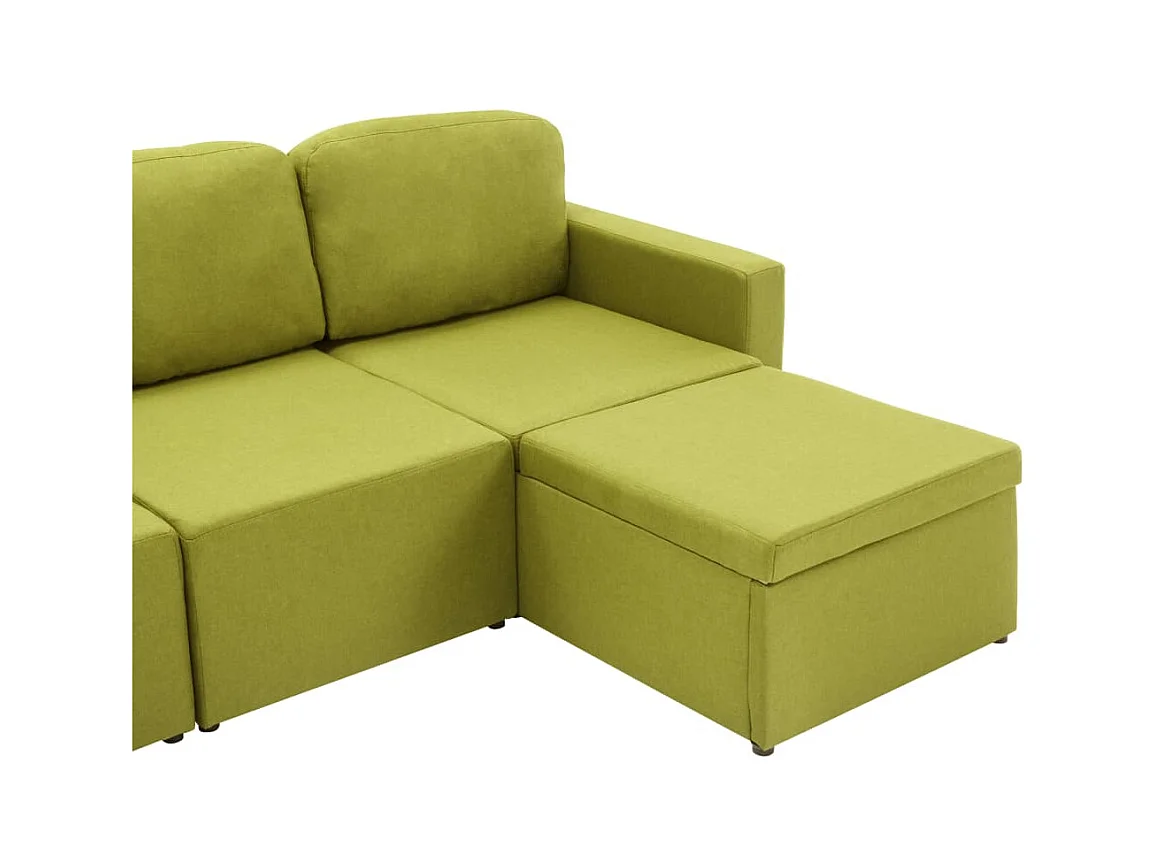 Canapé-lit modulaire 3 places Vert Tissu