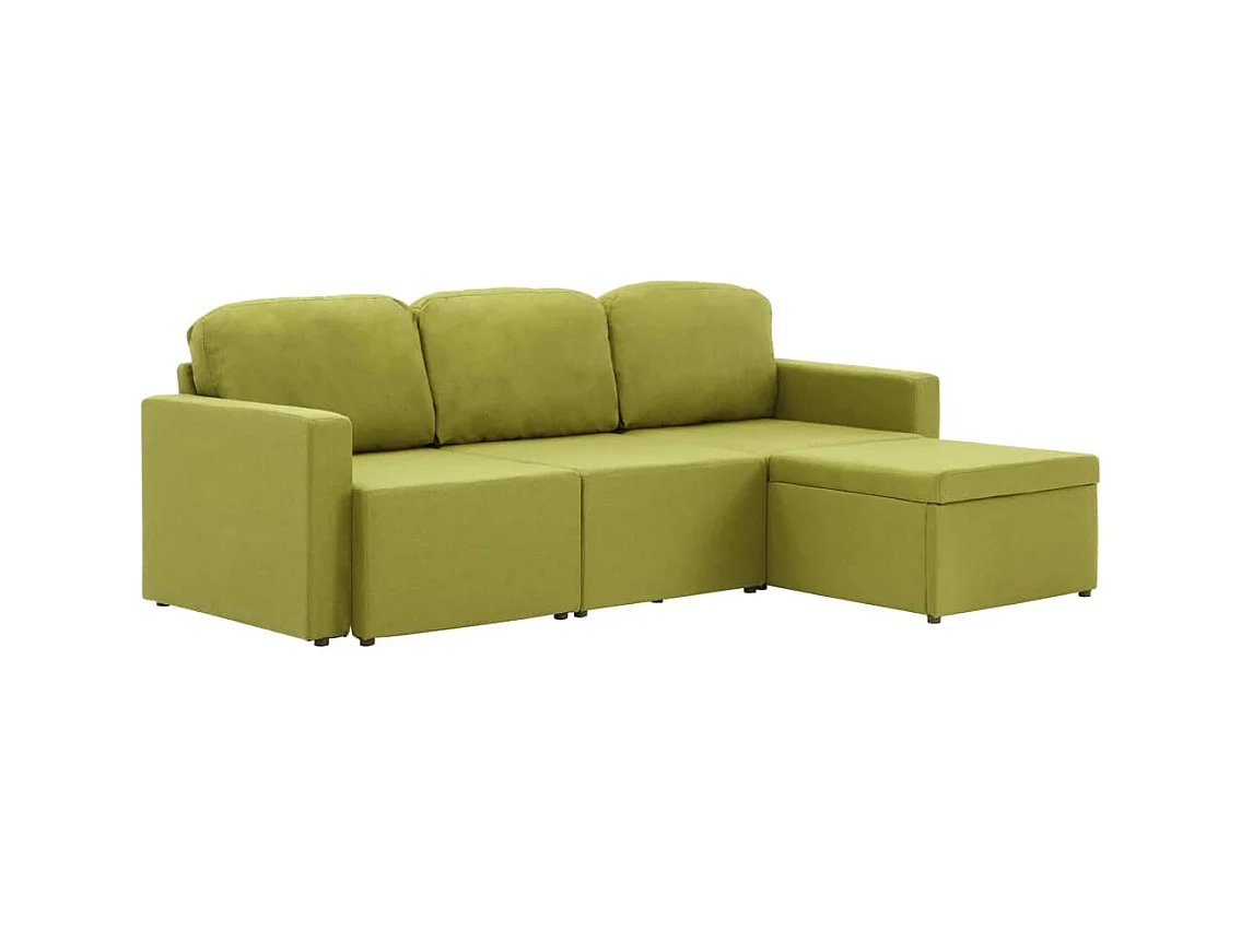 Canapé-lit modulaire 3 places Vert Tissu
