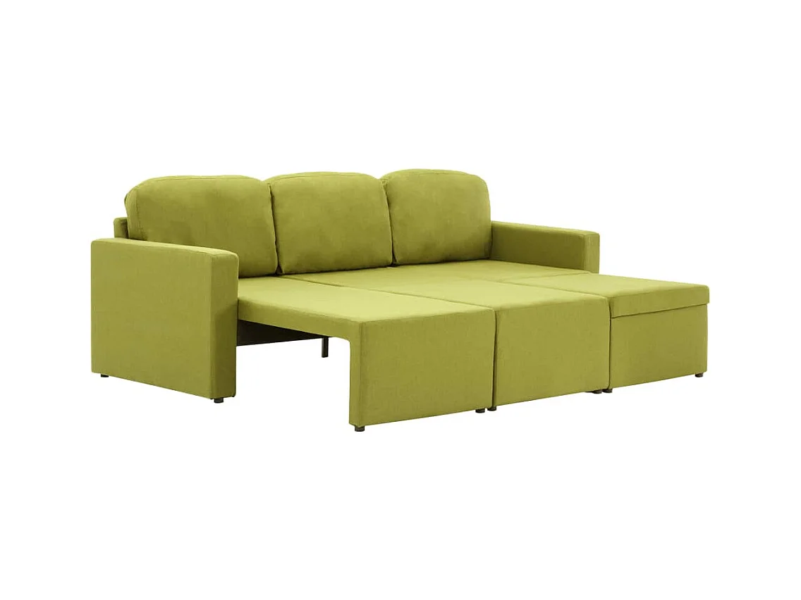 Canapé-lit modulaire 3 places Vert Tissu