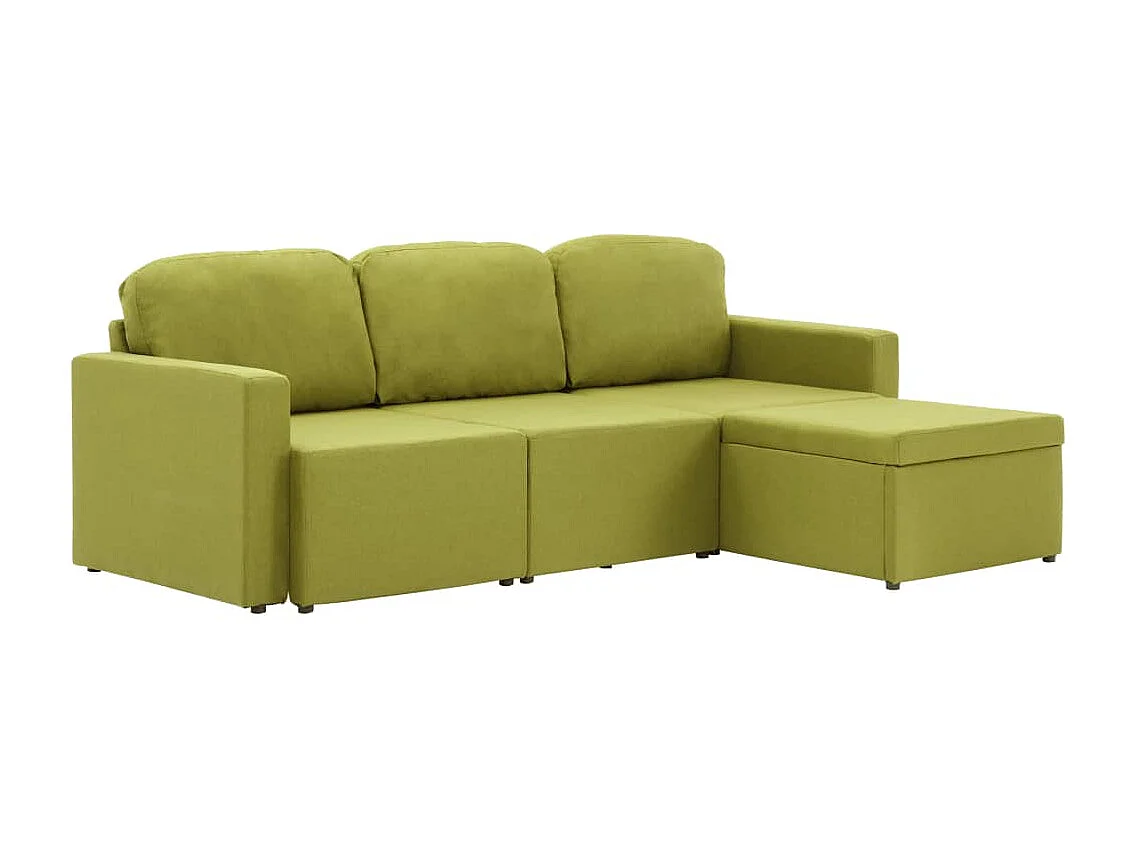 Sofá-cama modular de 3 lugares tecido verde