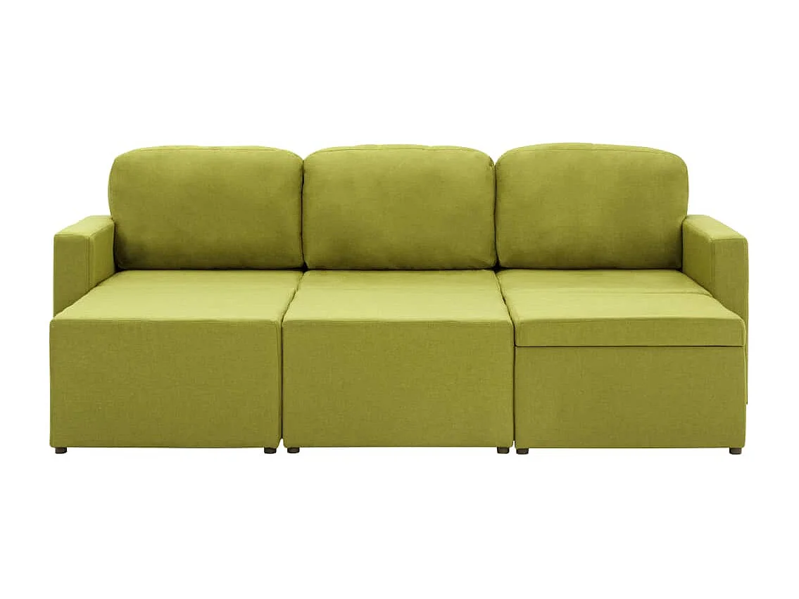 Sofá-cama modular de 3 lugares tecido verde
