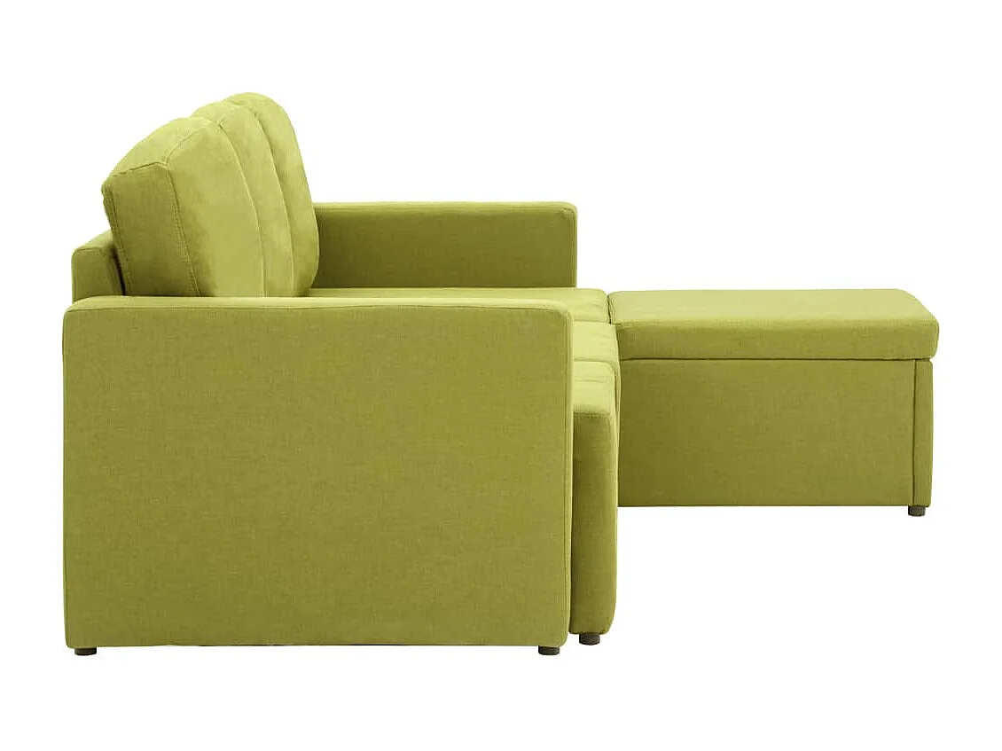 Sofá-cama modular de 3 lugares tecido verde