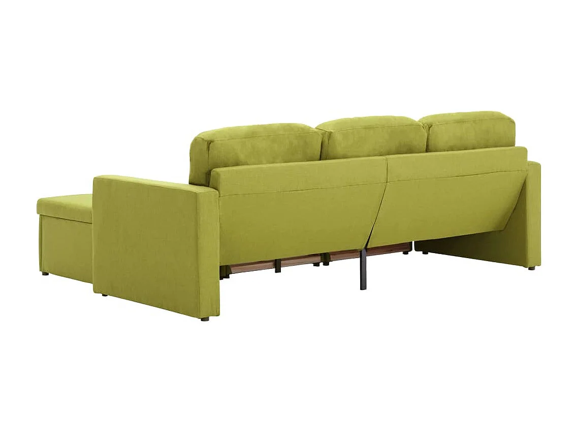 Sofá-cama modular de 3 lugares tecido verde