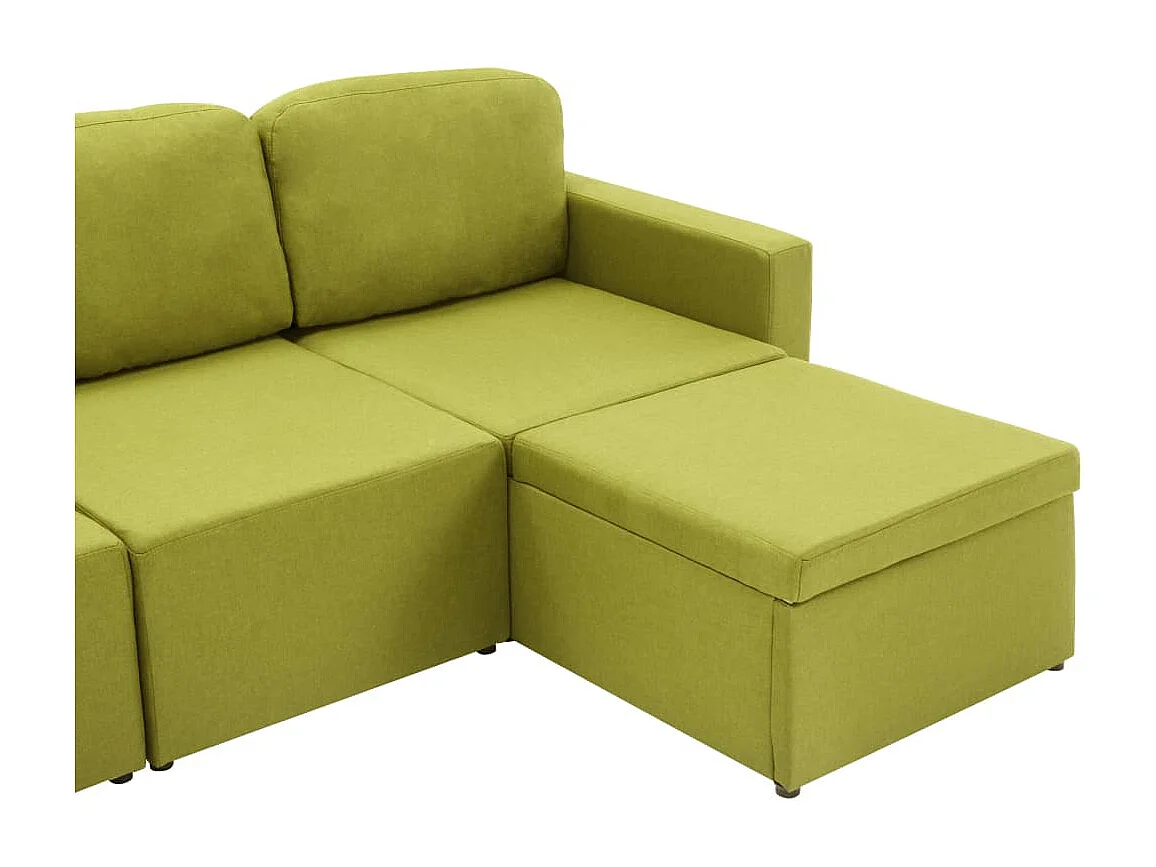 Sofá-cama modular de 3 lugares tecido verde
