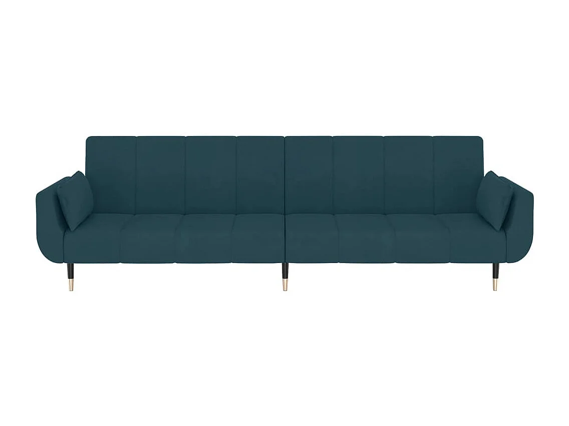 Sofá-cama 2 lugares com duas almofadas veludo azul