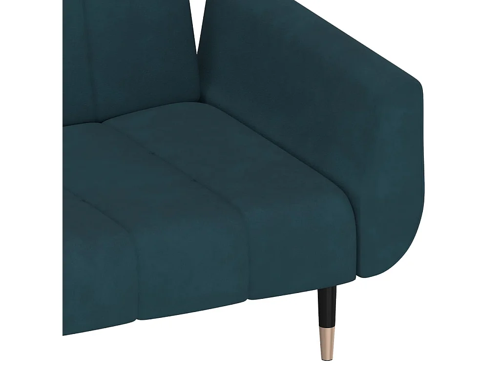 Sofá-cama 2 lugares com duas almofadas veludo azul
