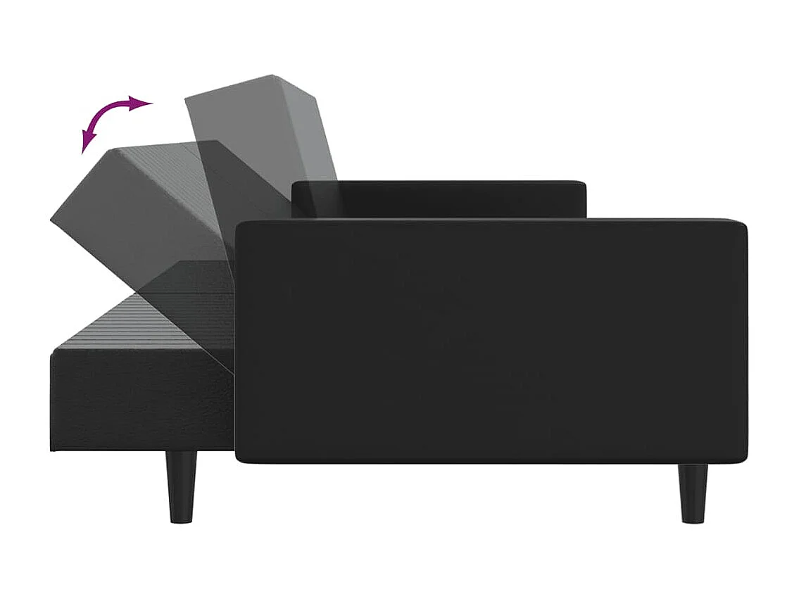 Canapé-lit 2 places noir similicuir