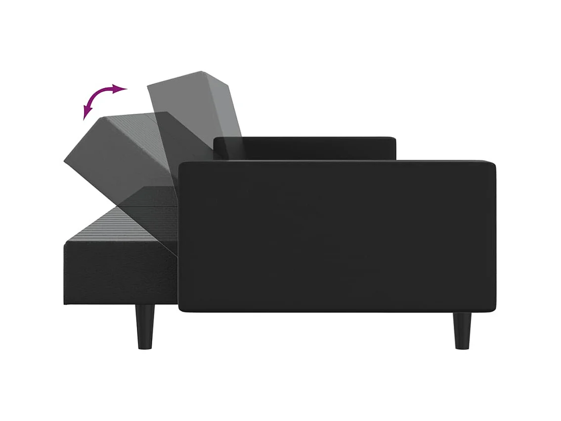 Slaapbank 2-zits kunstleer zwart