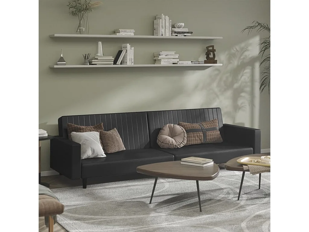 Slaapbank 2-zits kunstleer zwart