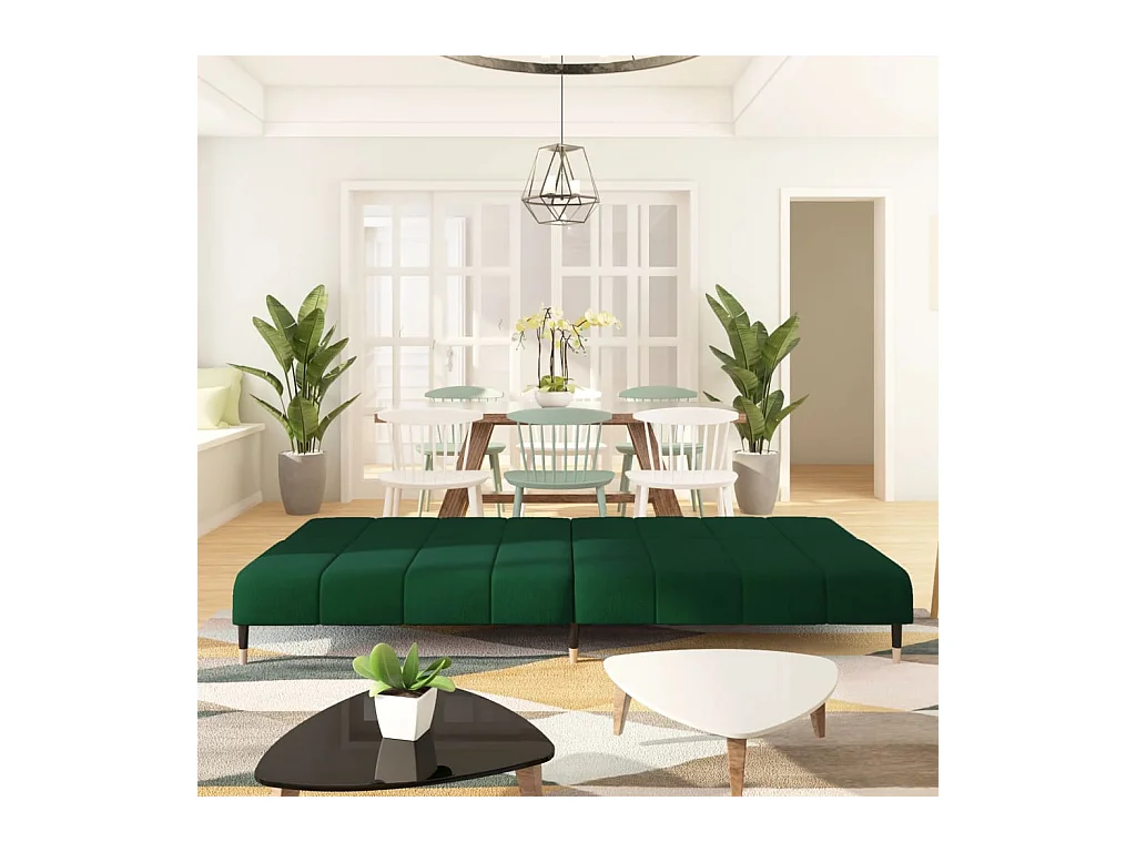 Canapé-lit à 2 places vert foncé velours