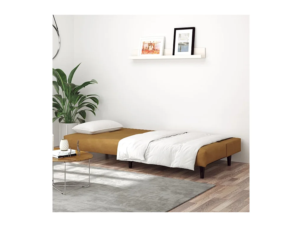 Canapé-lit à 2 places marron velours