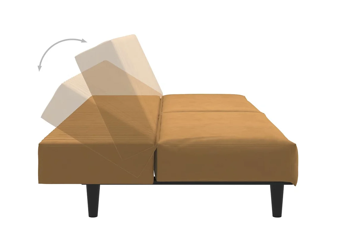 Canapé-lit à 2 places marron velours