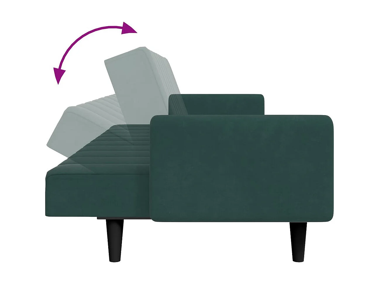 Sofá-cama 2 lugares c/ apoio de pés veludo verde-escuro