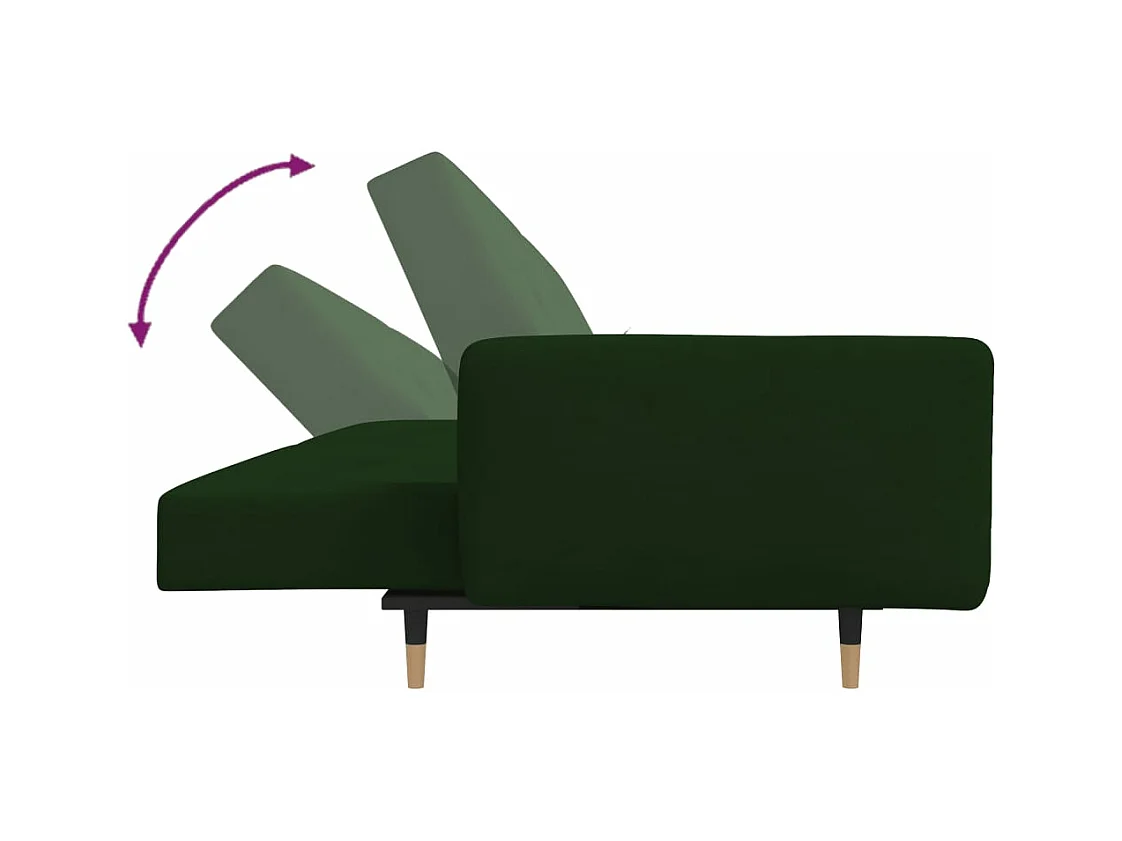 Canapé-lit à 2 places avec deux oreillers Vert foncé Velours