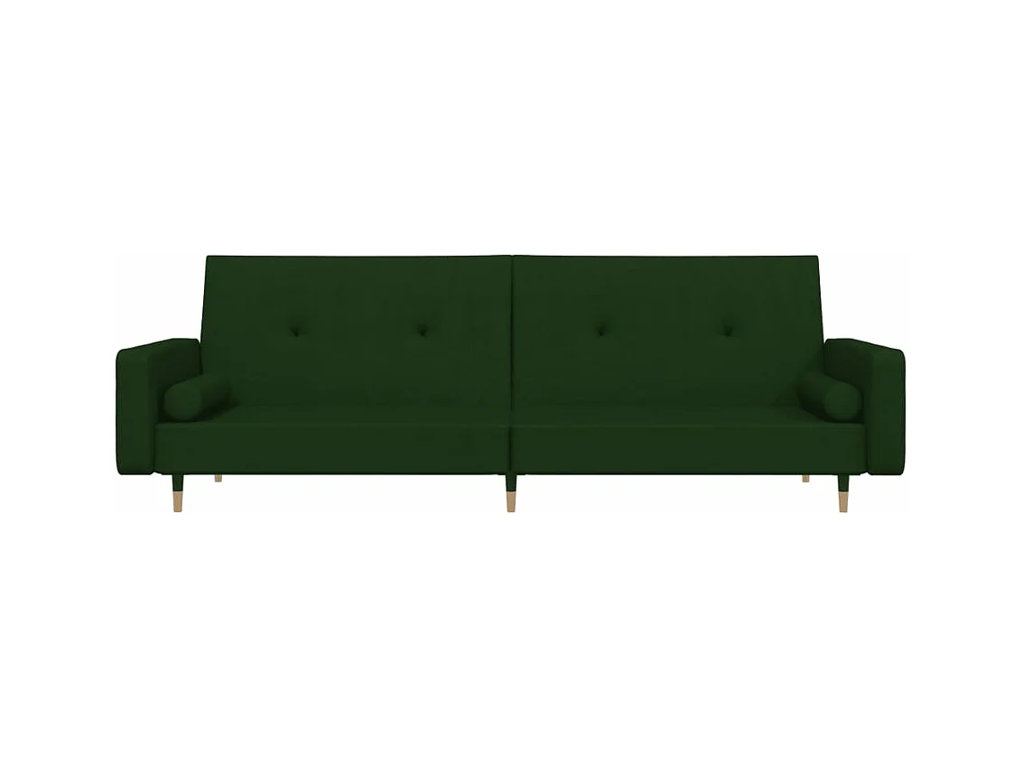 Canapé-lit à 2 places avec deux oreillers Vert foncé Velours