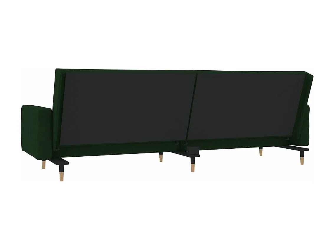 Canapé-lit à 2 places avec deux oreillers Vert foncé Velours