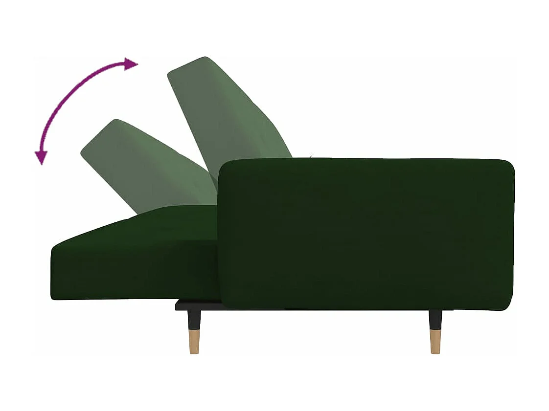 Canapé-lit à 2 places avec deux oreillers Vert foncé Velours