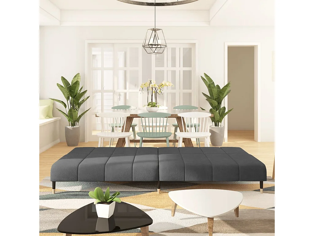 Sofá-cama de 2 lugares veludo cinzento-escuro