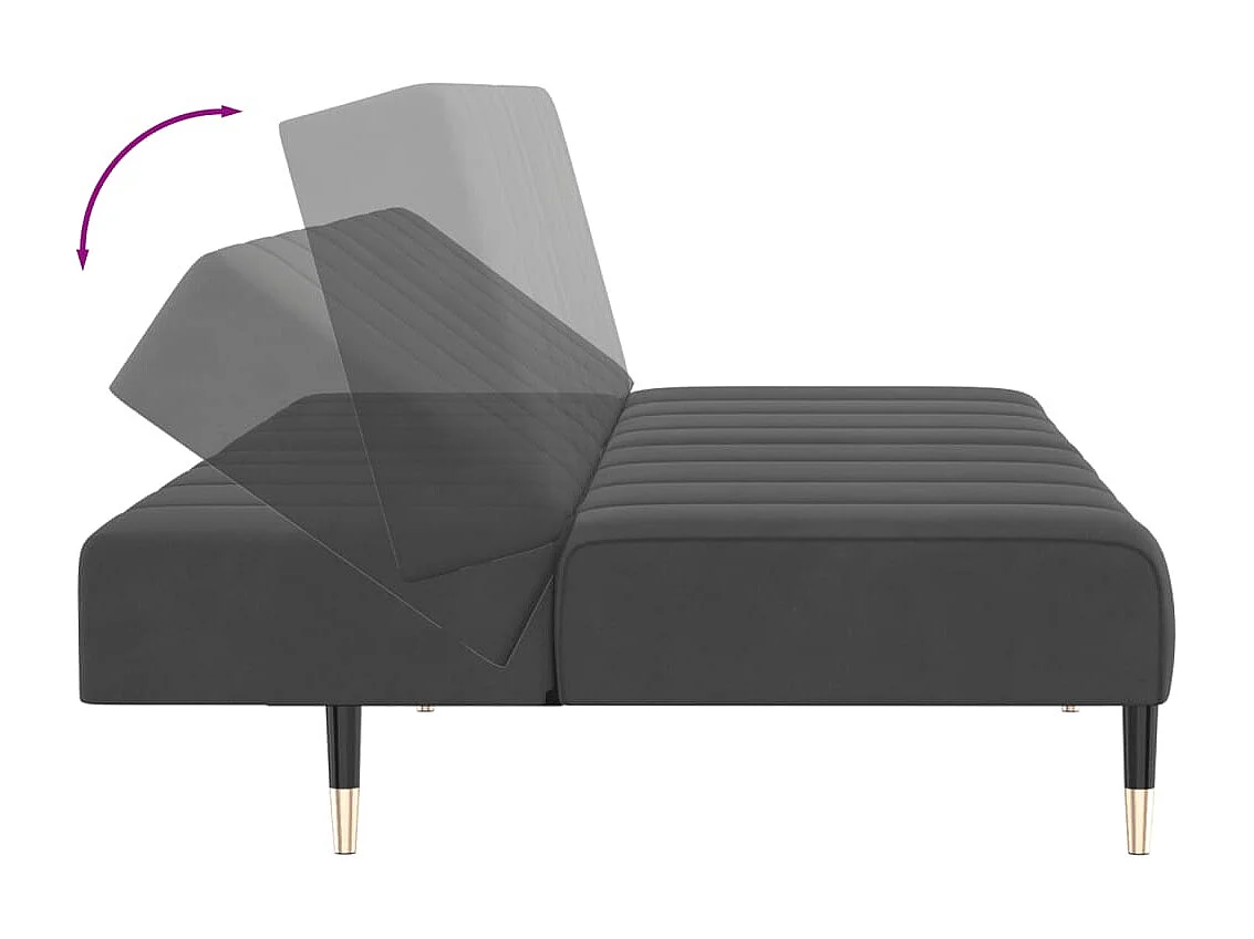 Sofá-cama de 2 lugares veludo cinzento-escuro