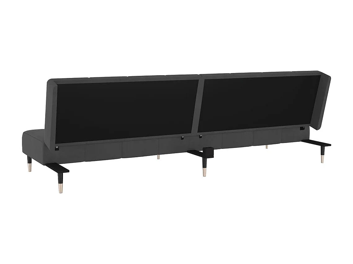 Sofá-cama de 2 lugares veludo cinzento-escuro