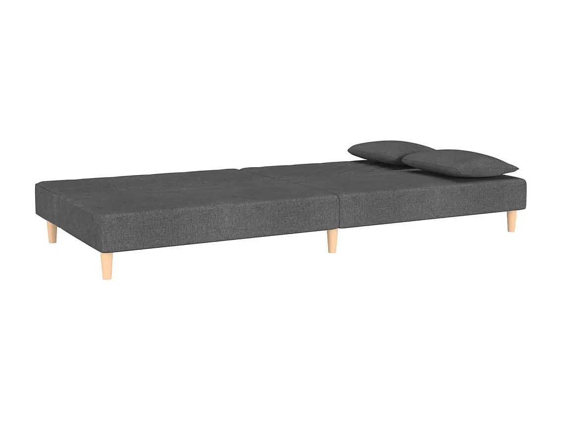 Sofá cama de 2 plazas con dos almohadas tela gris oscuro